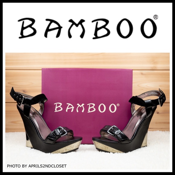 BLACK PLATFORM WEDGE ANKLE STRAP HEELS SANDALS A3C - Picture 16 of 16